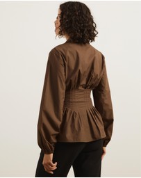 Atmos&Here - Zadie V-Neck Pin Tuck Top
