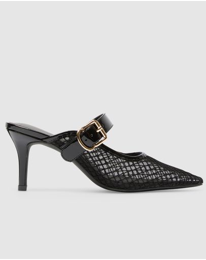 BLACK PATENT/MESH