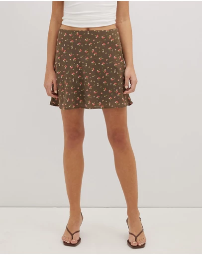 Dazie - Choccy Ditsy Floral Mini Skirt