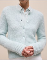 Trenery - Brushed Alpaca Button Through Cardigan in Faint Blue