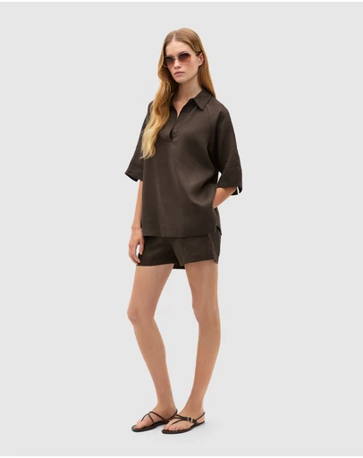 Seed Heritage - Core Linen Half Placket Popover