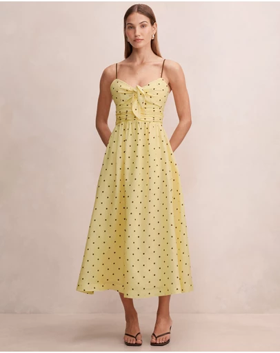 Forever New - Isabella Tie Front Linen Midi Dress