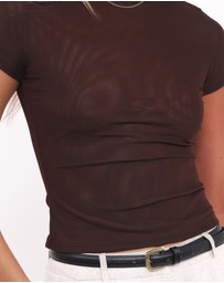 Petal & Pup - Vivian Mesh Tee - Brown