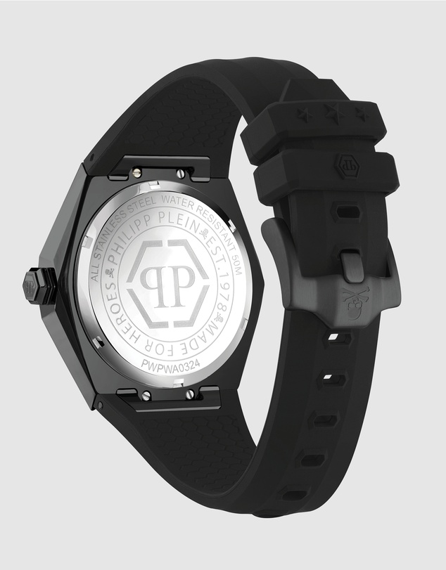 Philipp Plein - $kull Spikes 45mm Black Dial and Silicone Strap