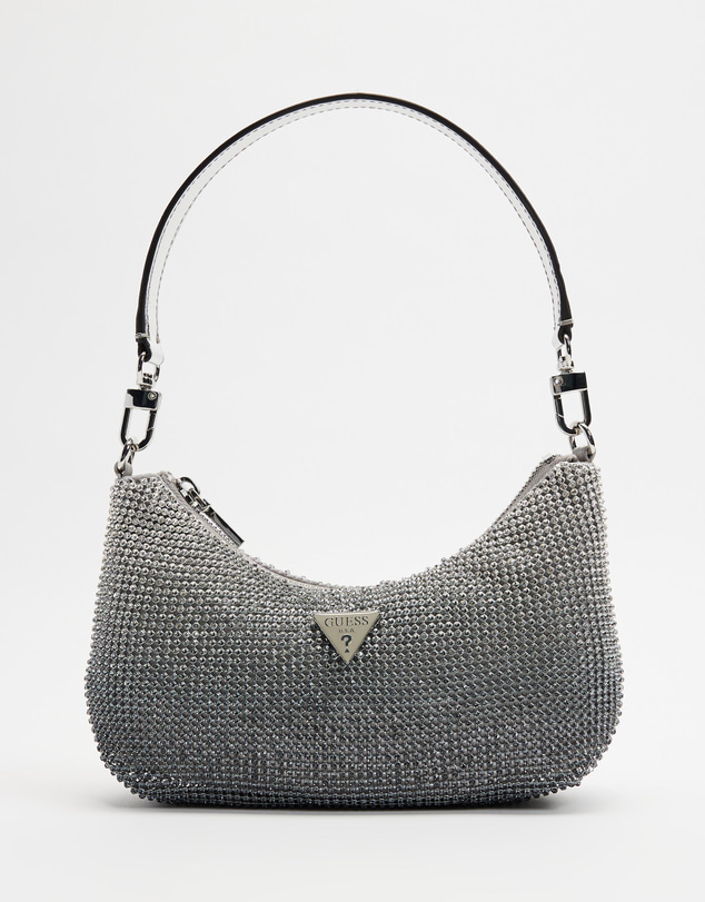 GUESS - Zalina Mini Top Zip Shoulder Bag Rhinestone Mesh