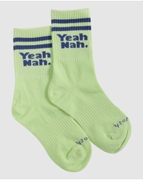 Skwosh - Yeah Nah Kids Socks in Lime