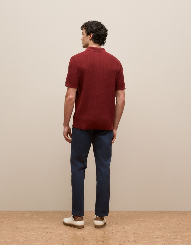 Trenery - Cotton Texture Stitch Polo in Auburn