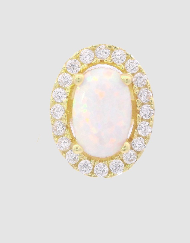 Georgini - Georgini Opal Glow Blackwattle White Created Opal Gold Earrings