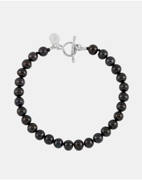 Dower & Hall - Men's Black Pearl Bracelet In Sterling Silver