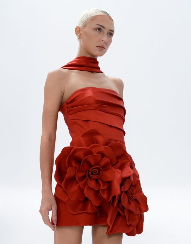 JUSTIN TONG - Crimson Bloom Dress