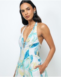 Revibe - Repaired AERE Kira Linen Halter Midi Dress - AU 8
