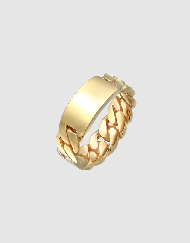 Kuzzoi - ICONIC EXCLUSIVE - Polished Band Ring in Chain Look in Gold-Plated 925 Sterling Silver