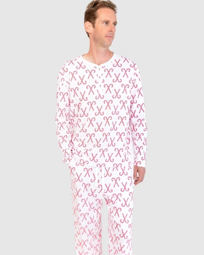 Sant And Abel - Men's Candy Cane Henley Top
