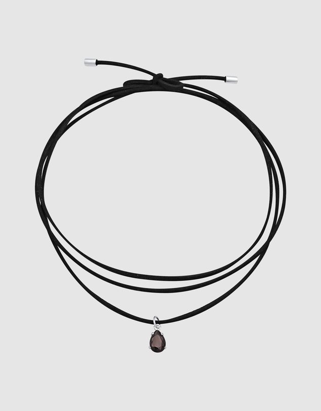 Elli Jewelry - Zirconia Faux Leather Choker Necklace