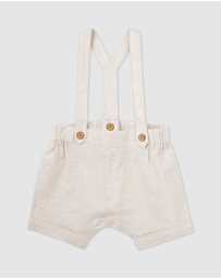 Designer Kidz - Finley Linen Suspender Shorts