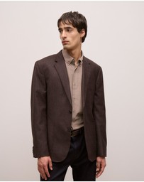 Trenery - Italian Wool Check Blazer in Red Mahogany
