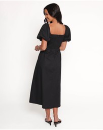 Petal & Pup - Clo Puff Sleeve Midi Dress - Black