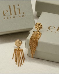 Elli Jewelry - Earrings Ear Hanger Platelet Chain Look Elegant in 925 sterling silver Gold plated
