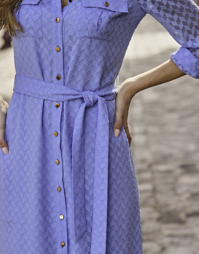 Sosandar - Textured Belted Shirt Dress