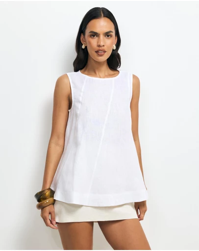AERE - Addison Panelled Linen Top