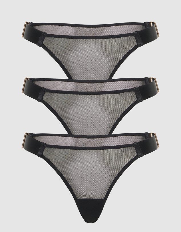 Sotto Brand - Sotto Three Pack Preferita Mesh Panty Black