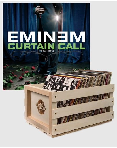 Universal Music - Crosley Record Storage Crate & Eminem Curtain Call - Double Vinyl Album Bundle
