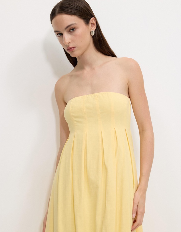 Calli - Karina Pleated Strapless Maxi Dress