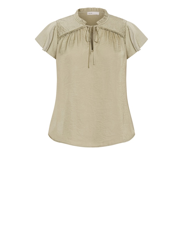 City Chic - Plus size Drama Queen Short Sleeve Shirt - sage