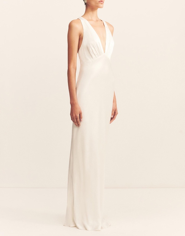 Shona Joy - La Lune Plunged Cross Back Maxi Dress