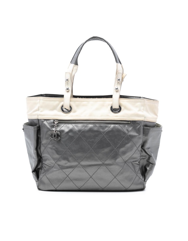 Pre-Loved by Azura Reborn - Pre-Loved Large Bicolor Quilted Coated Canvas Paris Biarritz Tote
