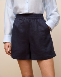 Trenery - Linen Pull On Short in Night Sky