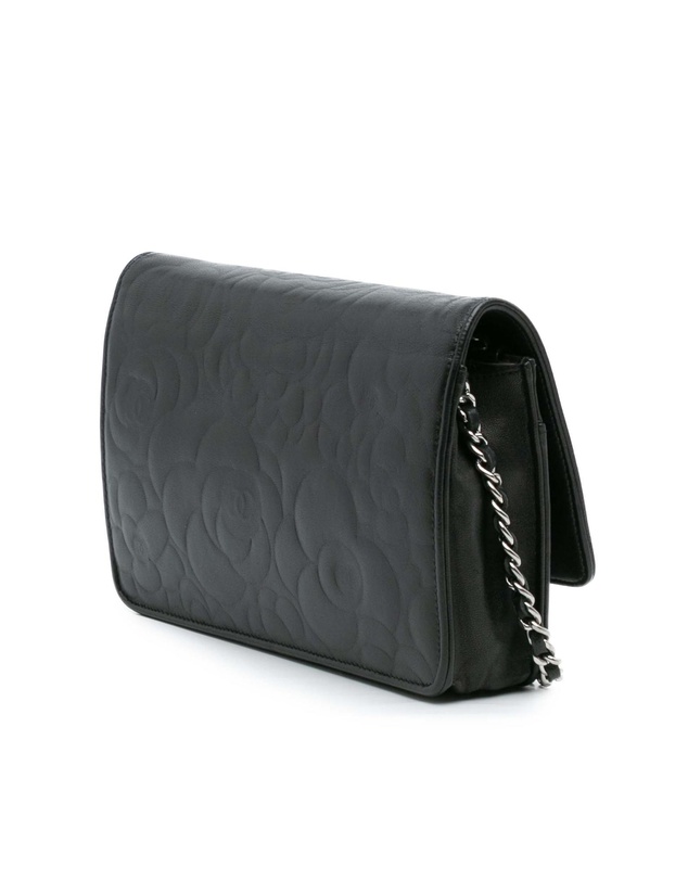 Pre-Loved by Azura Reborn - Pre-Loved Camellia Embossed Lambskin Wallet On Chain