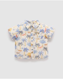 Purebaby - Palm Tree Linen Blend Shirt -Kids-Babies