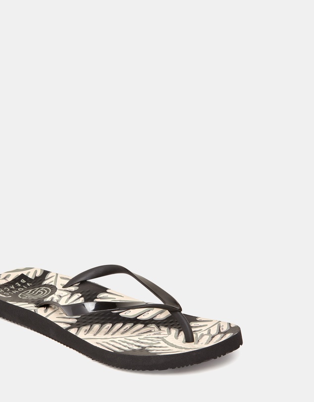 Vionic - Noosa Print Toe Post Sandal - Palm Black
