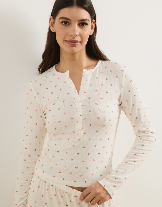 Atmos&Here - Shaina Pointelle Henley Long Sleep Set