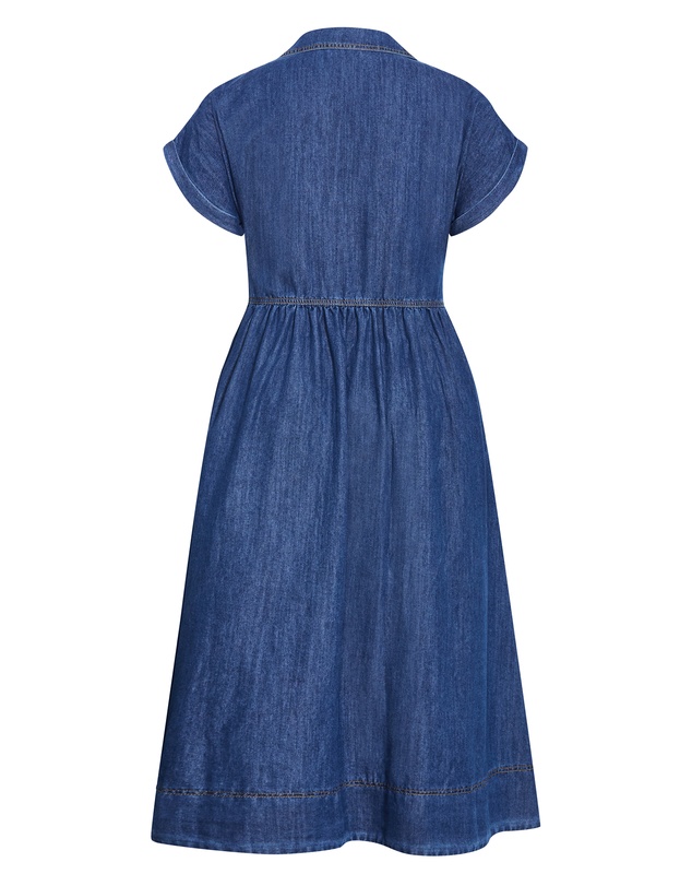 City Chic - Plus size Eleni Denim Midi Dress - mid wash