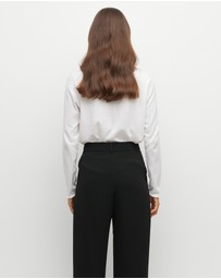 JH Lounge - JHL Crew L/S T (Fine Cotton Cashmere) White