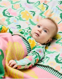 Kip&Co - Popping Flowers Green Organic Cotton Fitted Sheet - Babies