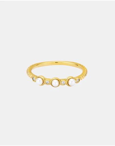 Zoe Olivia - 14K Gold Vermeil Pearl Cubic Zirconia Ring
