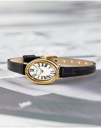 TIMEX - Women's Cavatina Gold-tone Case with Black Strap