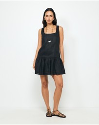 AERE - Madilyn Drop Waist Linen Mini Dress