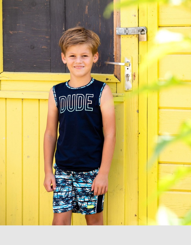 B.Nosy - Organic Palm Print Shorts - Kids-Teens