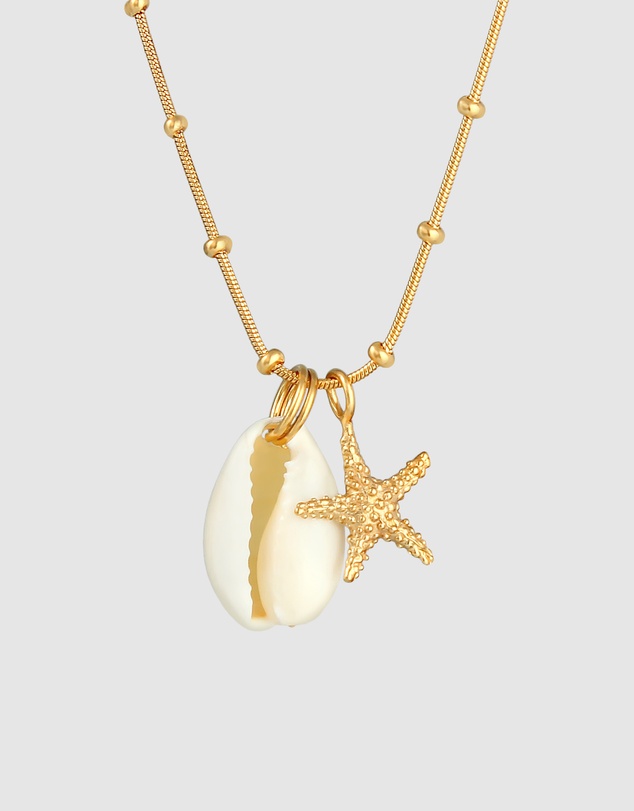 Elli Jewelry - Shell Pendant Necklace in Gold-Plated 925 Silver