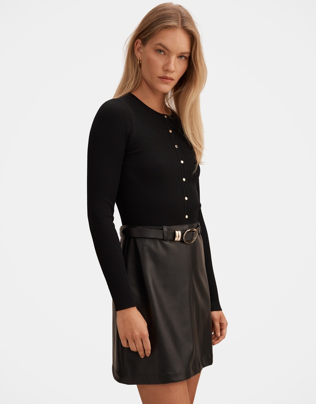 Forever New - Palmer Vegan Leather Mixed Mini Dress