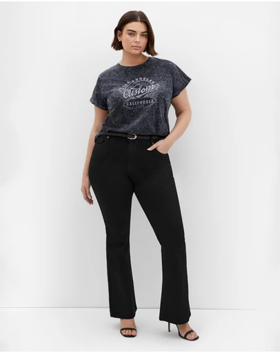 City Chic - Plus size Harley Fit Carla Flare Leg Regular Jean - black