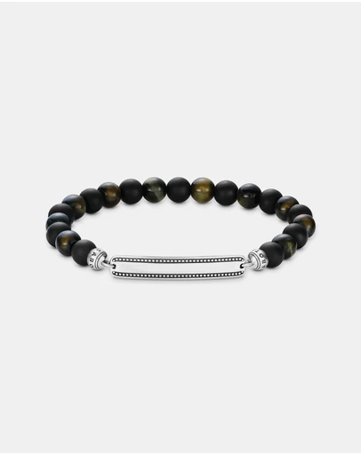 THOMAS SABO - THOMAS SABO Engraved bracelet with obsidian beads