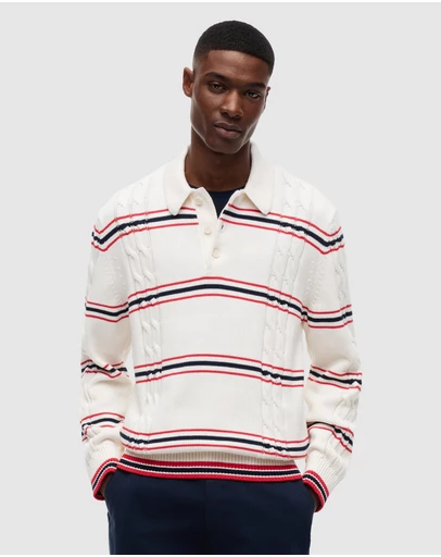 Tommy Jeans - Regular Stripe Cable Knit Polo
