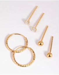 Lovisa - Gold Plated Sterling Silver Ball Stud & Hoop Earring Pack