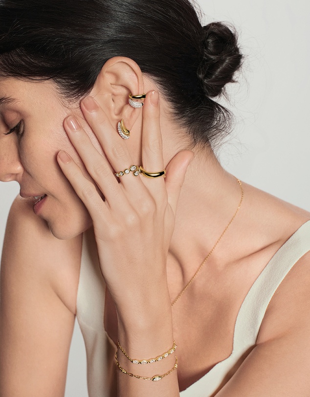 Ania Haie - Gold Organic Pebble Spiral Bezel Adjustable Ring