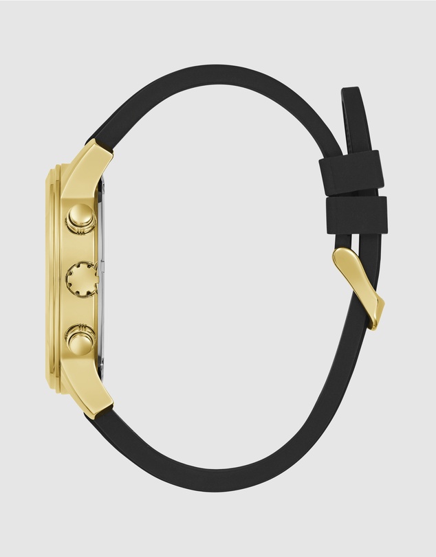 GUESS - Parker Gold 44mm Green Dial Black Silicone Strap